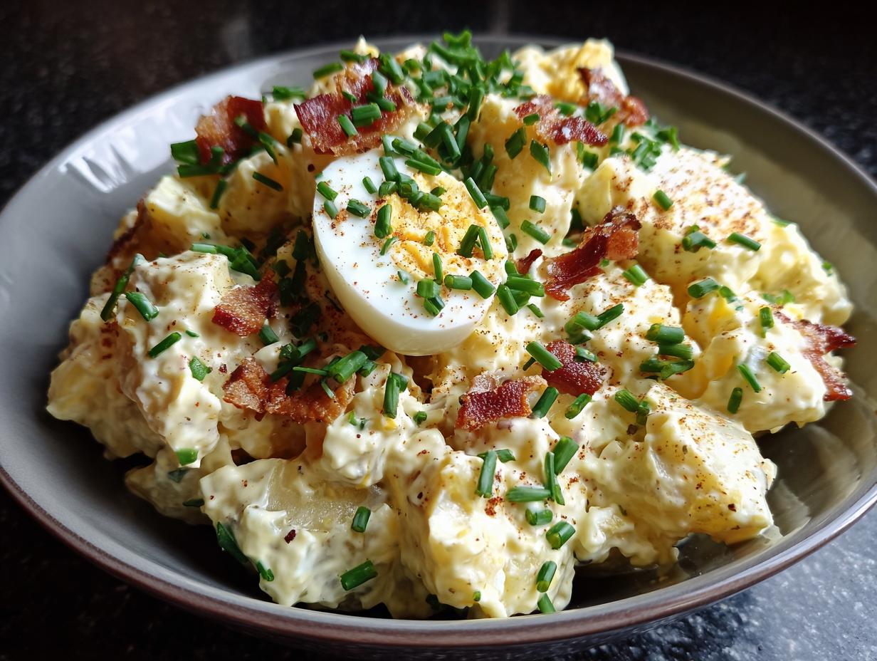 Classic potato salad with egg - Featured