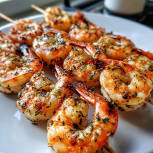 Grilled shrimp skewers with garlic and lemon - Tasty