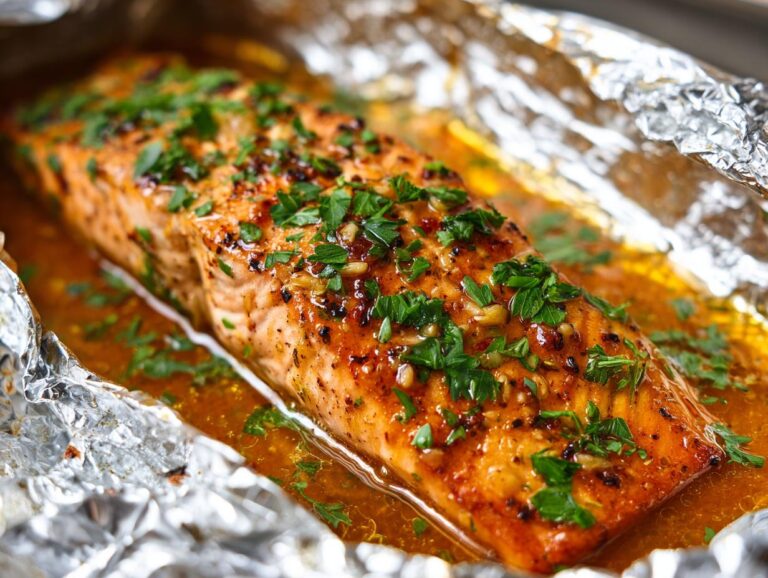 Honey garlic salmon in foil - Featured