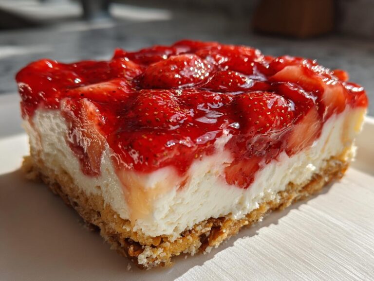 Strawberry pretzel salad dessert - Featured