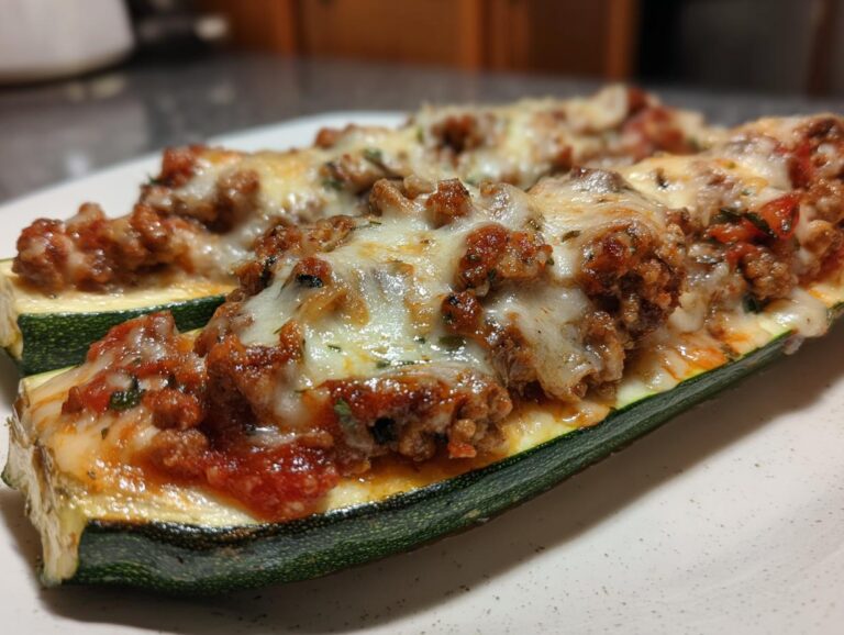 Stuffed zucchini boats with ground beef - Featured