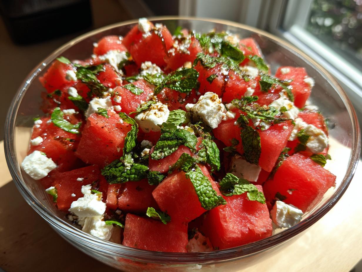 Watermelon feta mint salad - Featured