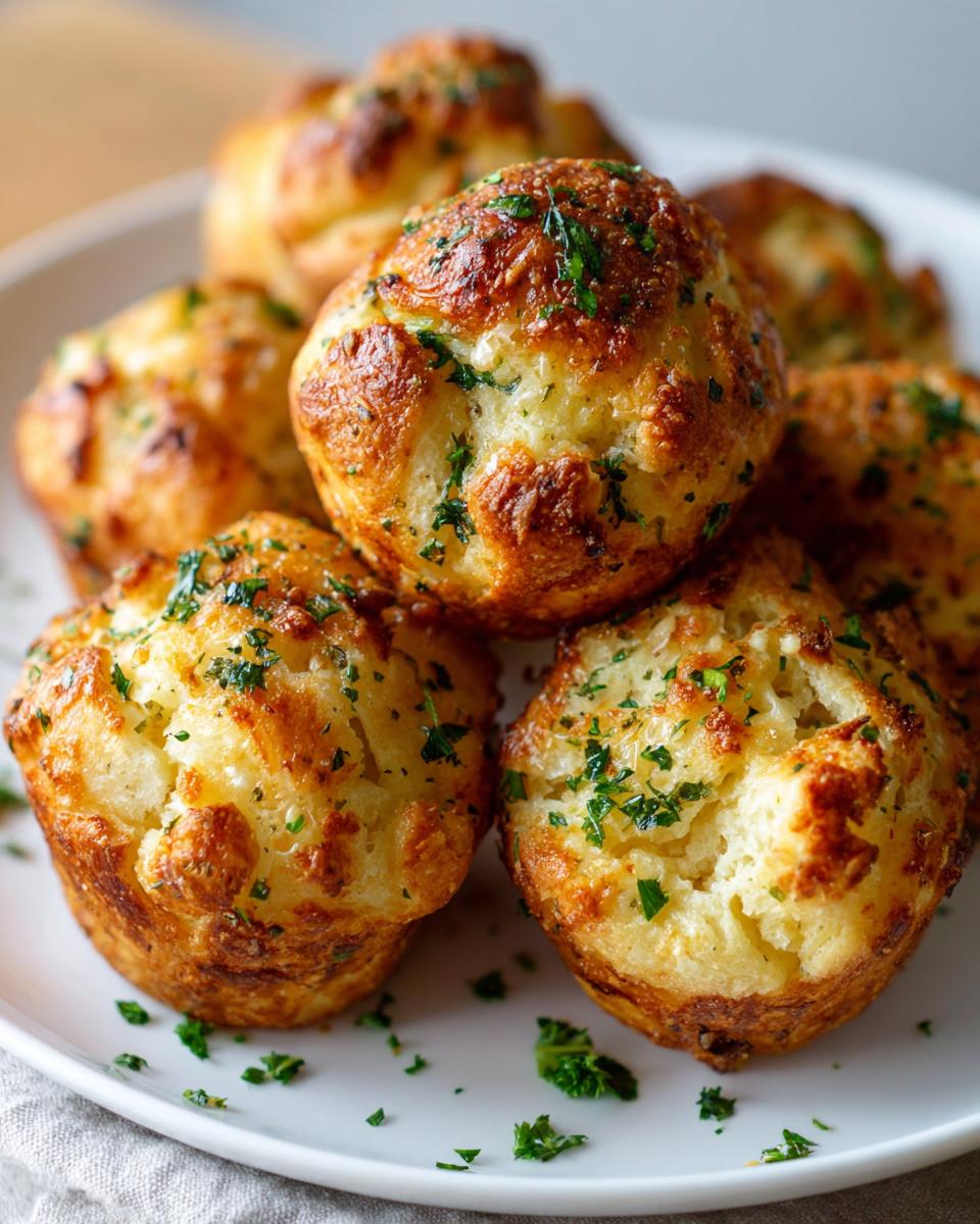 A plate of golden brown air fryer garlic knots, sprinkled with fresh parsley.