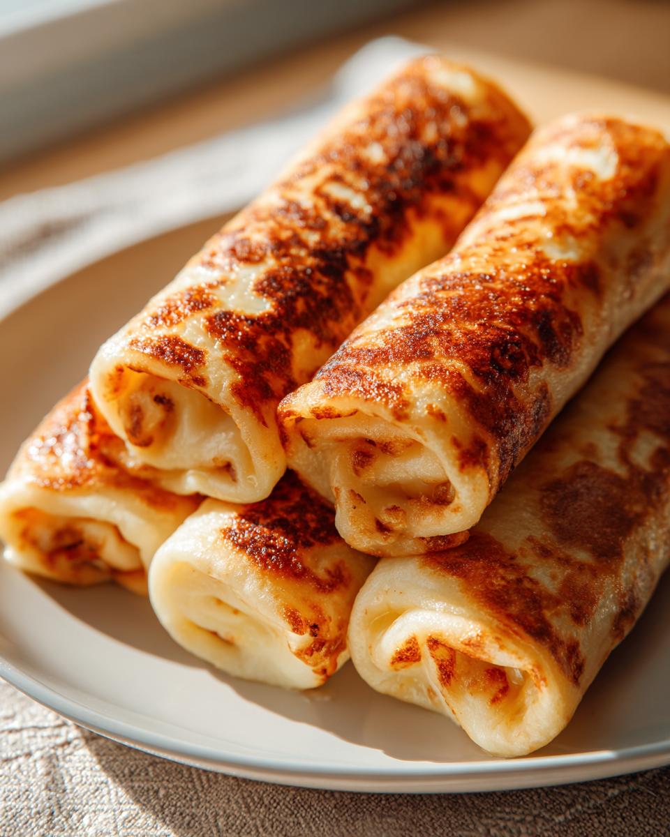 A stack of golden brown grilled cheese roll-ups on a plate, ready to be enjoyed.