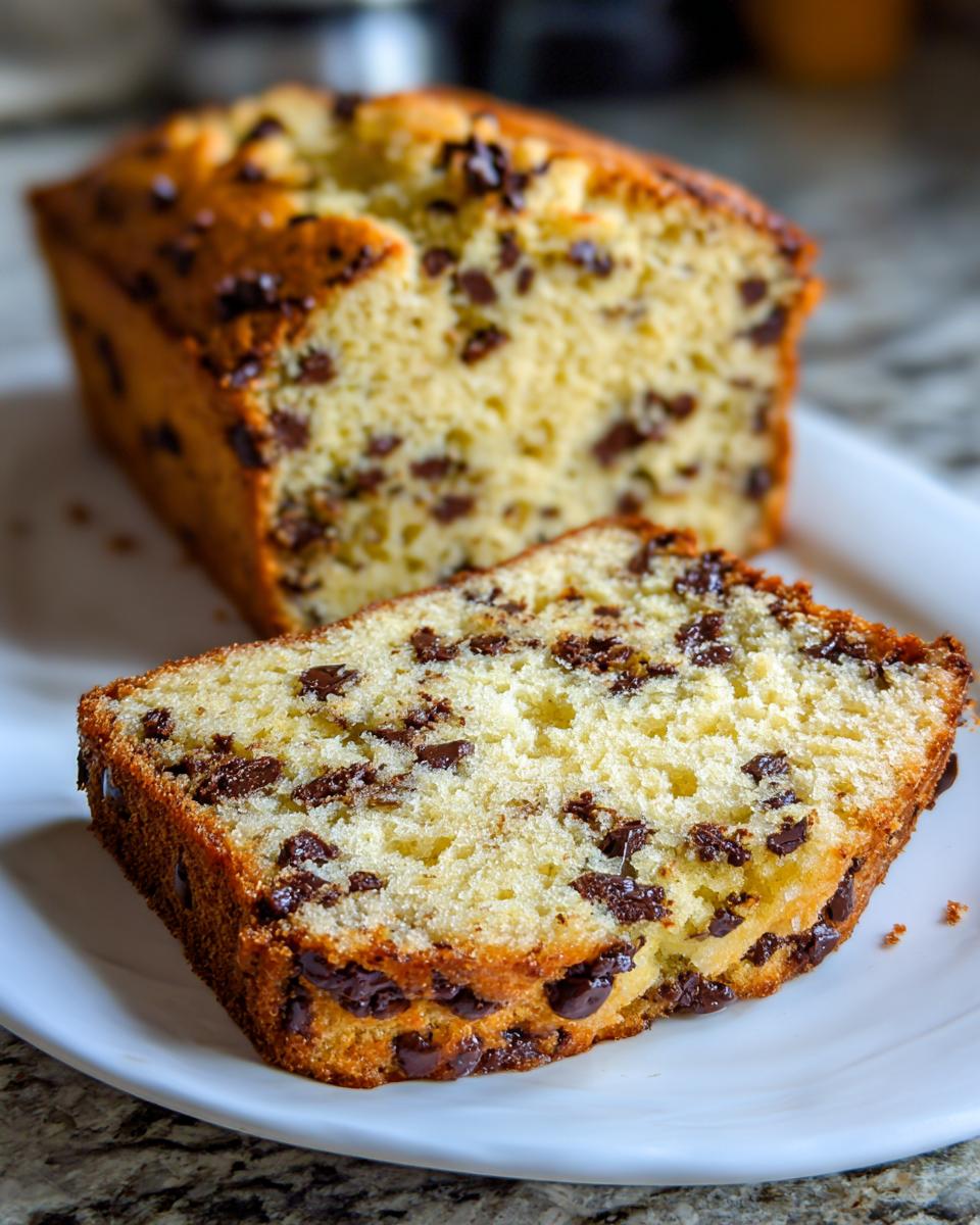 A slice of ice cream bread with chocolate chips, showcasing the texture and easy recipe.