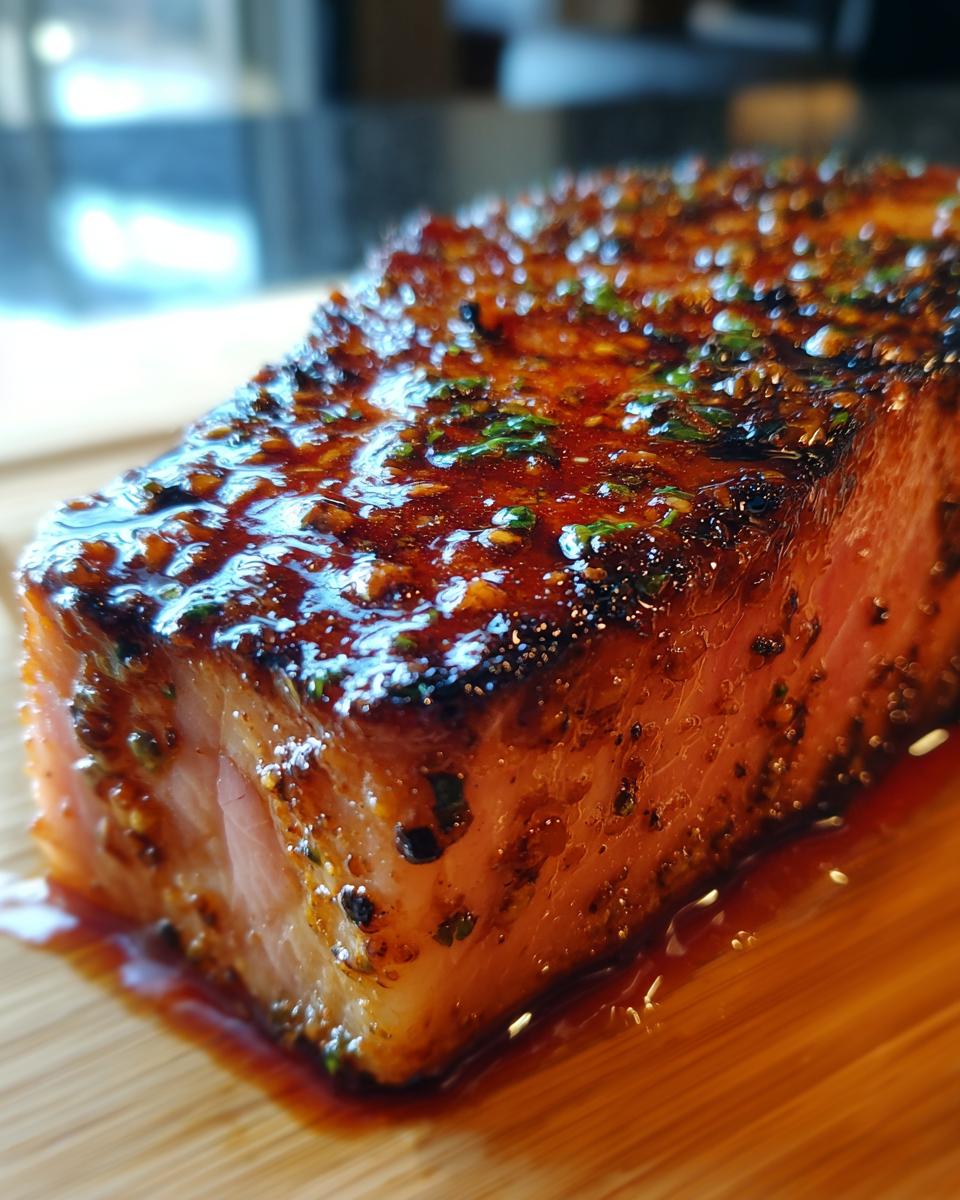 Close-up of a glazed tuna steak, showcasing the delicious MARINADE FOR TUNA STEAK.