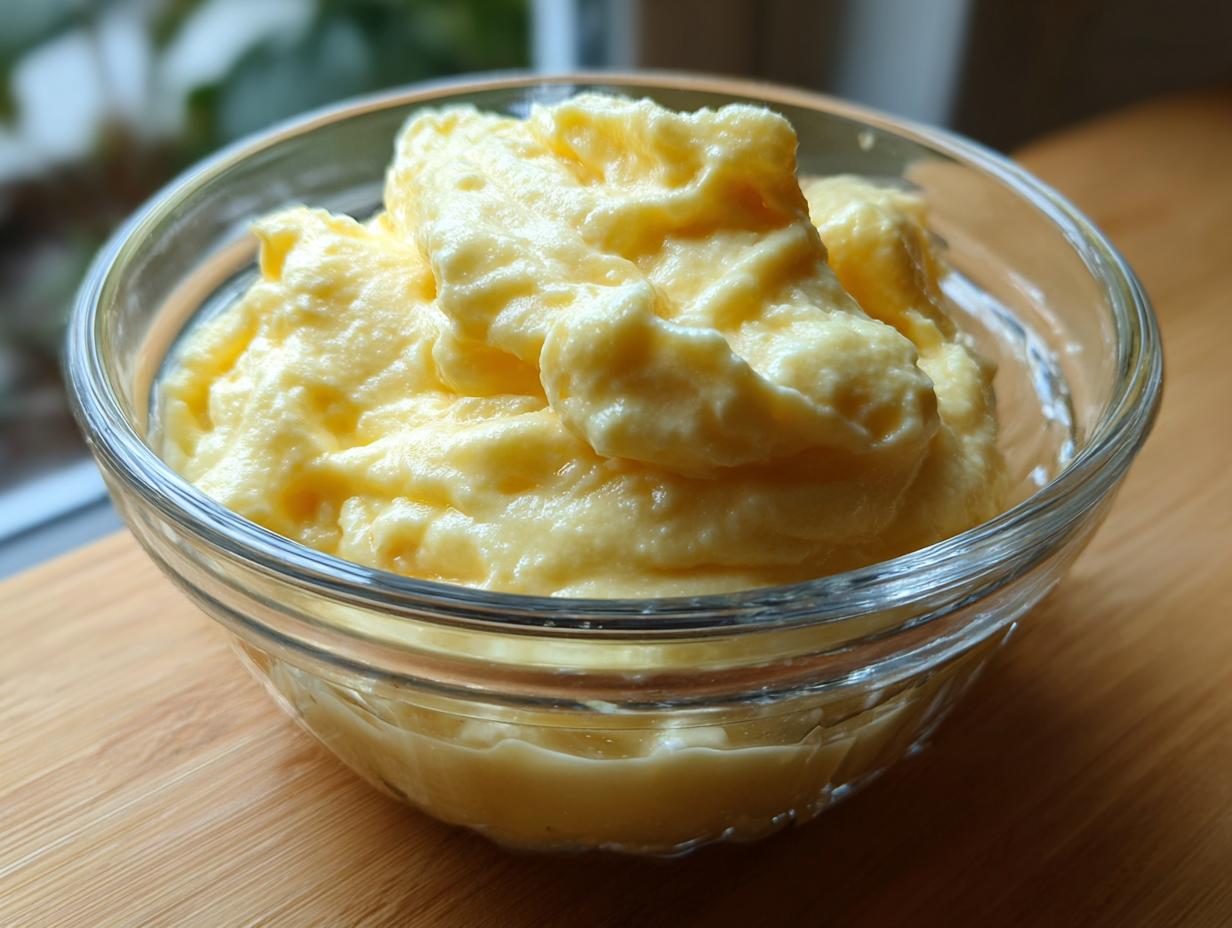 A close-up of a glass bowl filled with creamy Pineapple Dole Whip copycat.