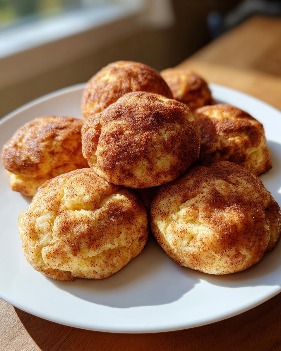 A pile of soft, golden-brown Snickerdoodle cookies generously coated in cinnamon sugar.
