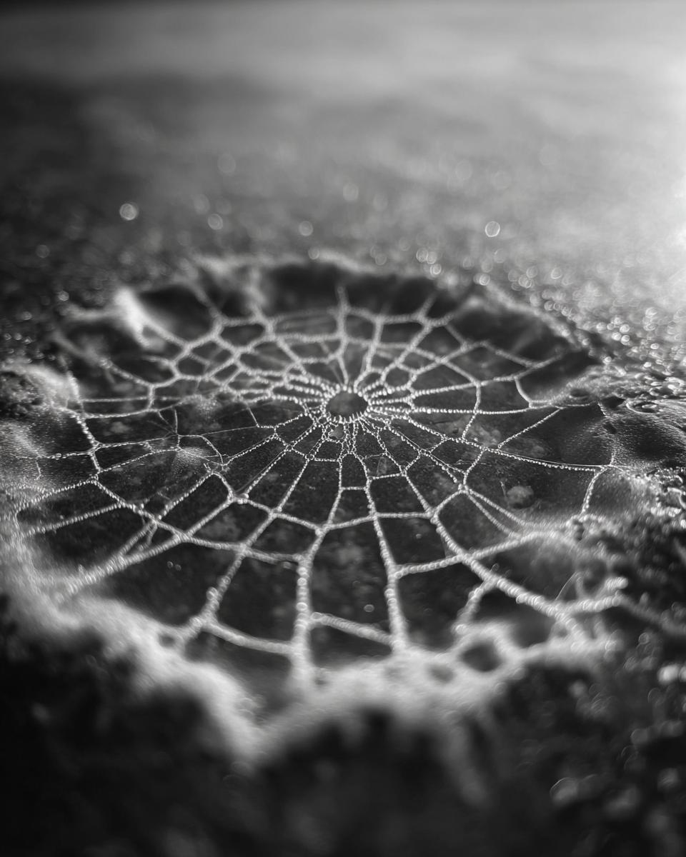 Close-up of a spider web design on a spider web taco dip, perfect for Halloween.