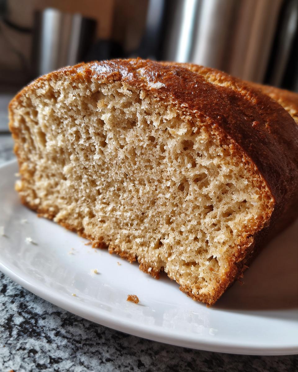 A close-up view showing the soft, porous interior crumb of the freshly baked 4 ingredient soda bread.