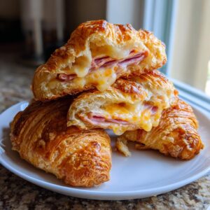 baked ham and cheese croissants - Tasty