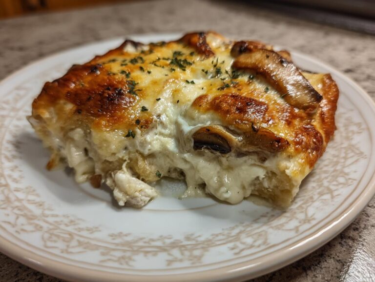 keto garlic mushroom chicken casserole - Featured