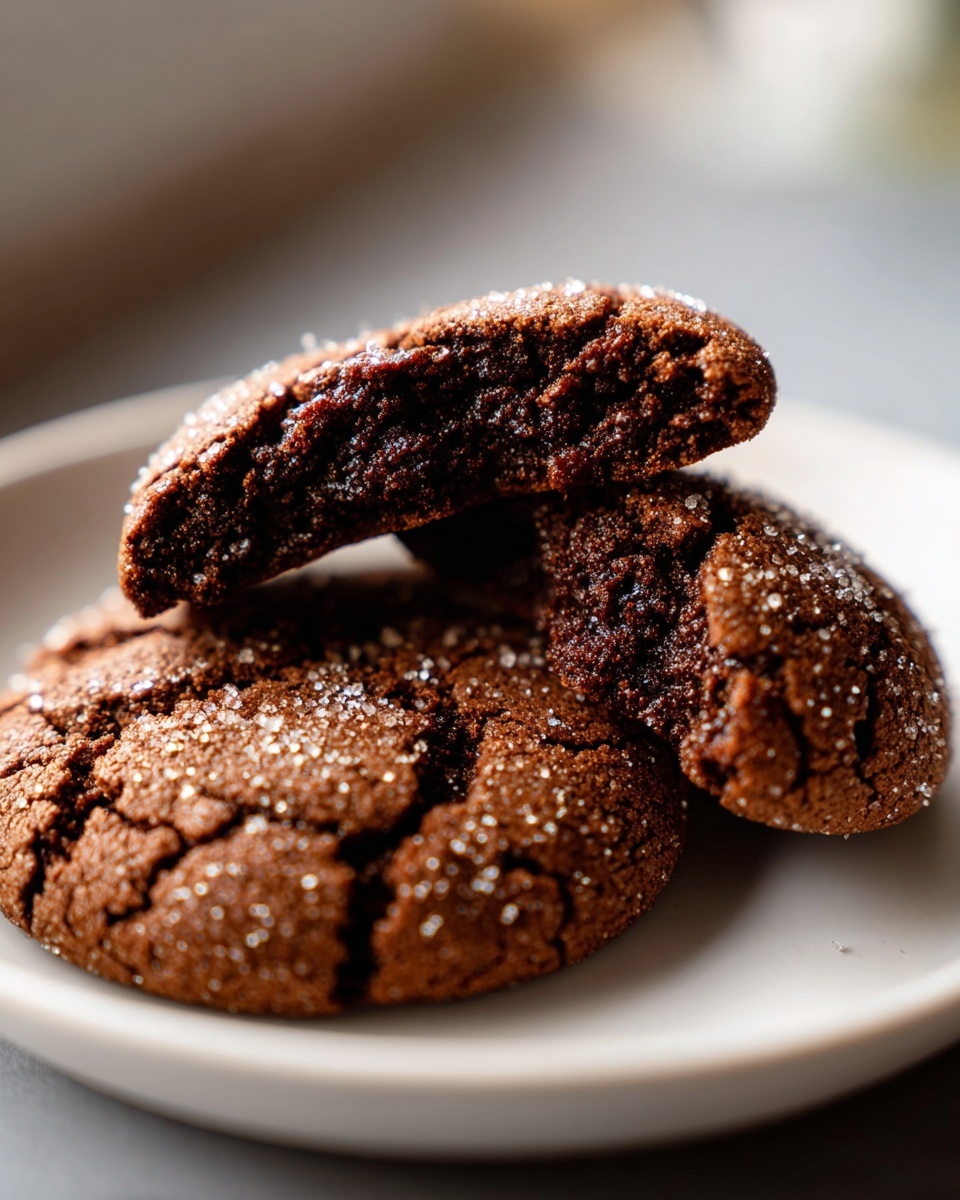 Close-up of soft, chewy molasses cookies coated in sparkling sugar, one cookie broken open.